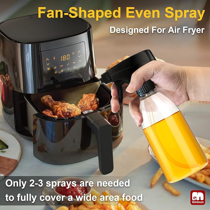 gmisun Oil Sprayer for Cooking, 4 Pcs Food-Grade Plastic Olive Oil Spray Bottle, 10 Fl Oz Oil Spritzer Mister, Refillable Oil Dispenser for Avocado, Olive, Coconut Oils, Vinegars, Kitchen Cleaner