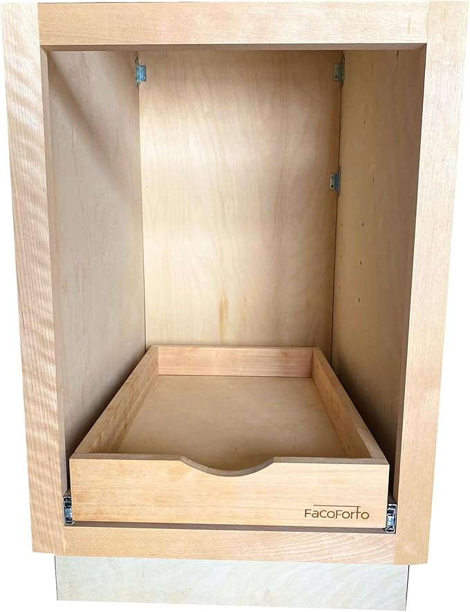 Kitchen Cabinet Organizer, Fully Assembled Drawer Wood Pull Out Tray Drawer Box Cabinet Slide Out Shelve, Wooden Pull-Out Shelf (W12''×D21''×H3'')
