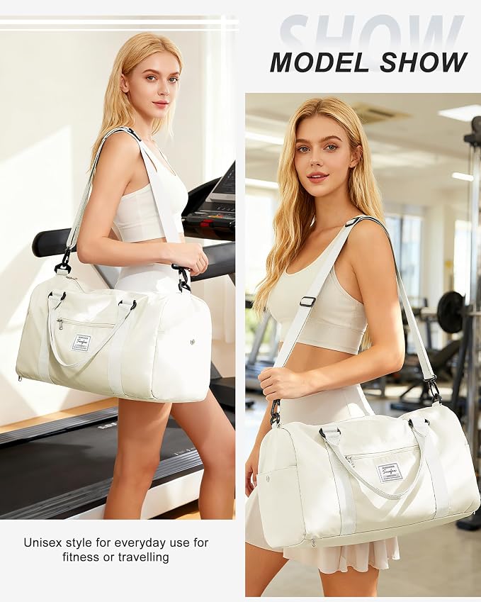 Gym Bag Womens Mens with Shoes Compartment and Wet Pocket Travel Duffel Bag for Women for Plane Sport Gym Tote Bags Swimming Yoga Small Waterproof Weekend Overnight Carry on Bag Hospital Holdalls