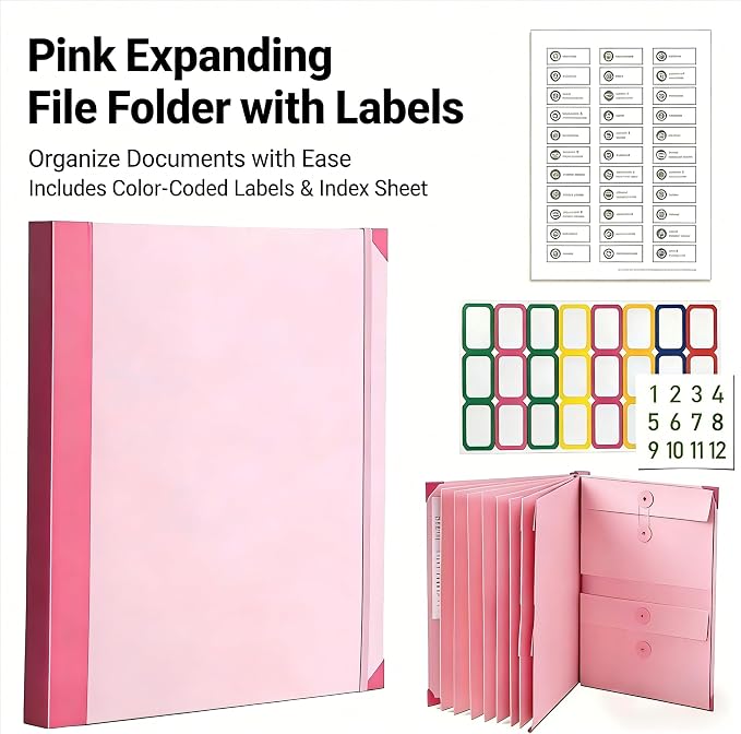 The Life Book Document Organizer Binder for Important Documents in Case I Die Binder End of Life Planning, Family Emergency Planner Organizer with Labels (Pink)