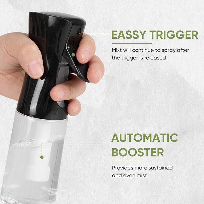 Continuous Spray Bottles, Ultra Fine Mist Sprayer, Spray Bottle For Hairstyling, Cleaning, Plants, Pets, Barbers, Salons (Black)