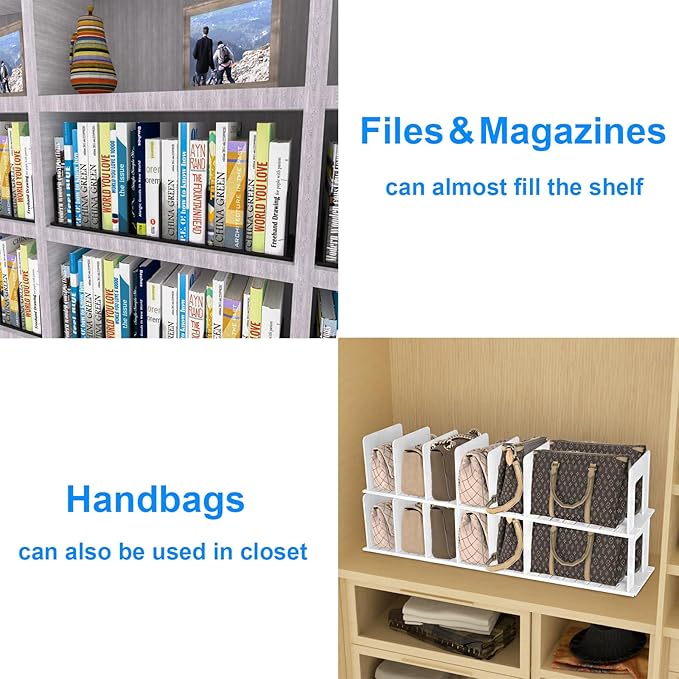 Adjustable Vertical File Sorter Sturdy Plastic Expandable Upright File Holder, Desktop Binder Organizer, School Office File Organizer Bookshelf Divider, Assemble Easily Endlessly, Purple