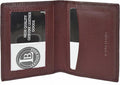 Leatherboss Slim Thin Leather Credit Card Id Mini Wallet Holder Bifold Driver's License Safe (Wine)
