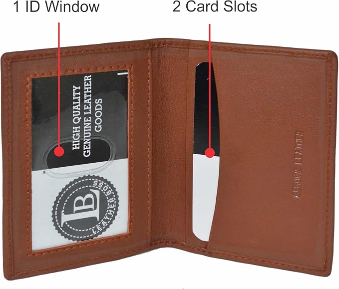 Leatherboss Slim Thin Leather Credit Card Id Mini Wallet Holder Bifold Driver's License Safe (Chocolate)