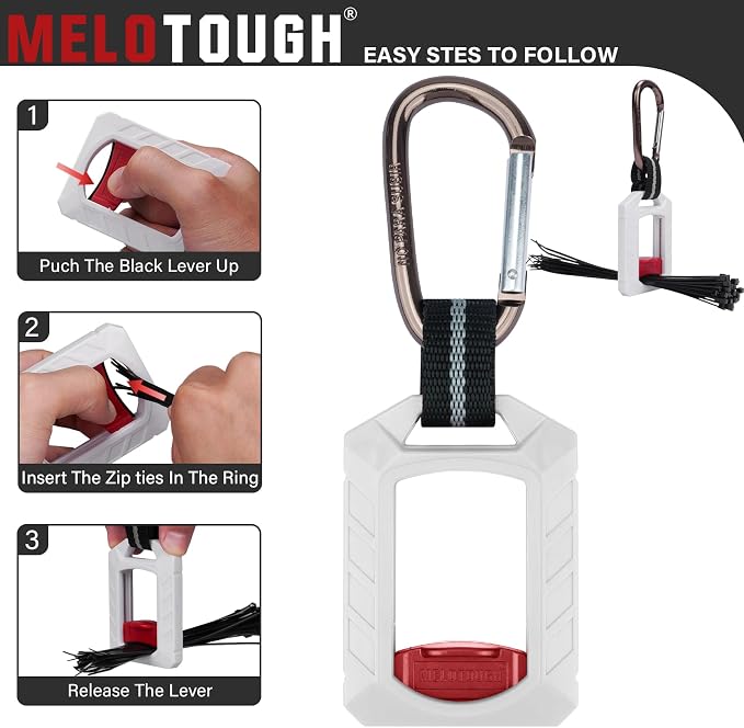 Melotough Zip Tie Organizer Band,Zip Tie Holder,Reusable,Cable Tie Bracket for Multi-Purpose Indoor and Outdoor Use,White,1Pcs