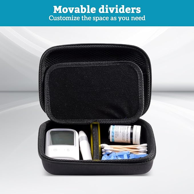 ProCase Diabetes Travel Case for Diabetic Supplies -Black, Small | Hard Storage Bag for Glucose Meter, Insulin Pen, Test Strips, Syringes, Needles & More; Organizer for Diabetic Care Kits
