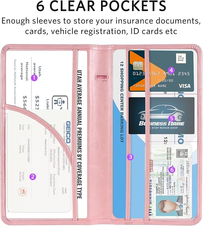 CoBak Car Registration and Insurance Holder | Vehicle Glove Box Organizer, Auto Truck Compartment Document Case with Magnetic Closure for Insurance & Driver License