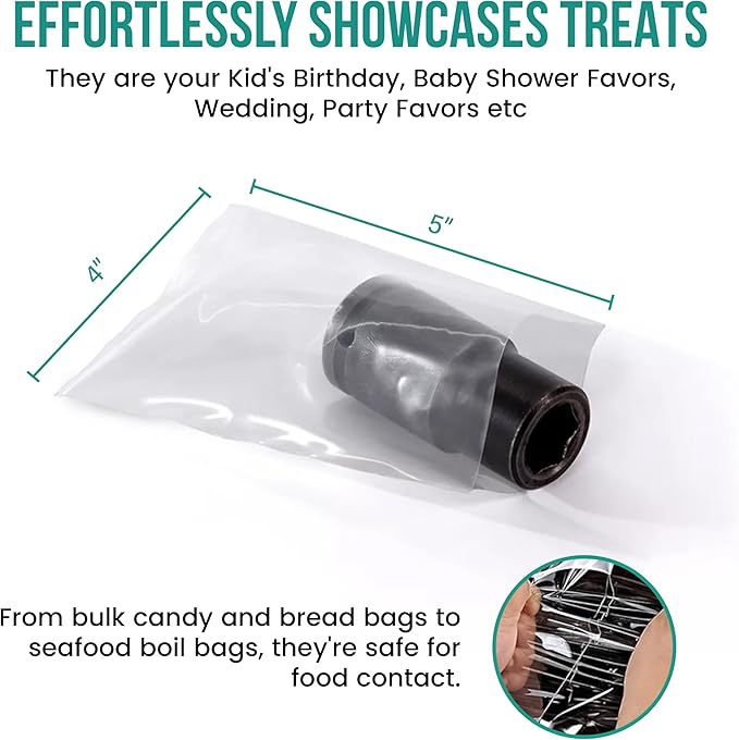 Levex - 4" x 5" (1000 Count) Open End Flat Top - 3-Mil Heavy Duty Clear Poly Bags for Packaging, Shipping, Storage & Food (Bags Do Not Have a Seal or Prints)