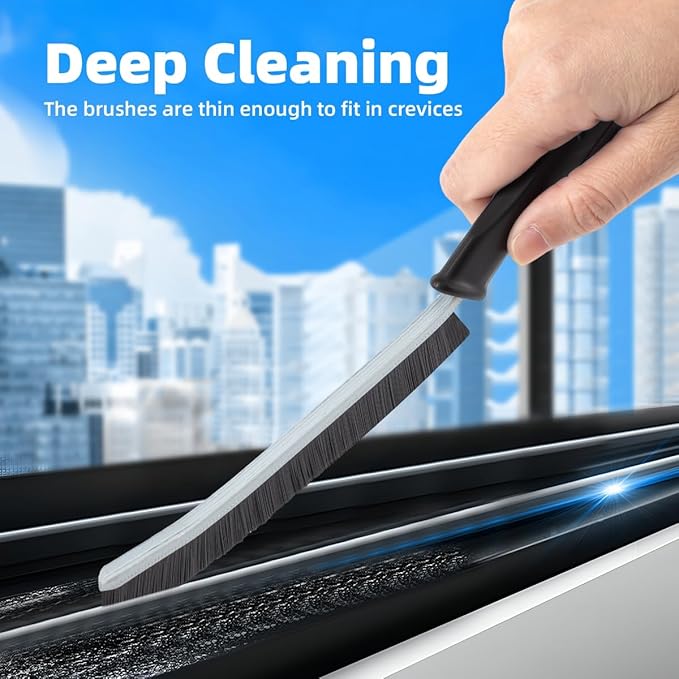 TQRR Hard Bristle Crevice Cleaning Brush-Thin Gap Scrub Brush, Small Cleaning Brush, Grout Brush, Kitchen Brush, Cleaning Tools for Toilet, Bathroom, Sink, Home, Household, Window (6, Purple)