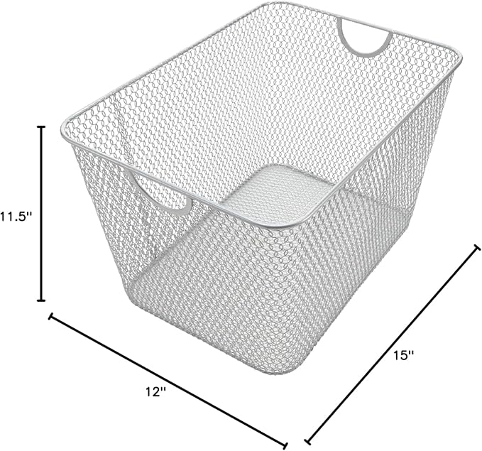 YBM HOME Kitchen Pantry Organizer Wire Baskets for Shelves, Cabinets, Pantry, Countertop, Mesh Open Storage Bin Metal Basket for Organizing Food Supplies, 12 Pack, 15x12x11.5