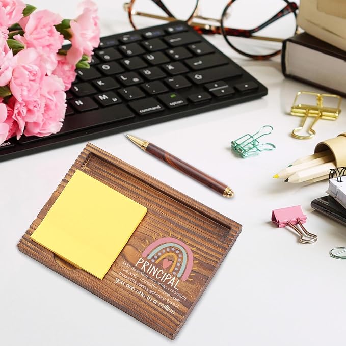 Principal Sticky Note Holder, Principal Appreciation Gifts, Teacher's Day Thank You Gifts for Principal, School Principal Desk Self-Stick Note Pad Holders TZP58