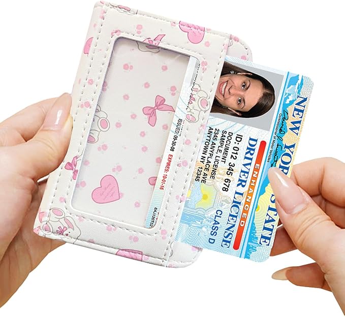 Sunwel Fashion Credit Card Holder for Women Small Accordion Carrd Cases with ID Window (BALLET BUNNY)