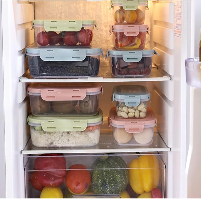 Food Storage with Airtight Lids - Meal and Lunch Containers - Stackable Microwave Safe (Blue)