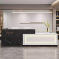 Modern Reception Desk with Counter, Front Desk Reception Counter with Lockable Drawer, Keyboard Tray & Storage Cabinet, Solid Wood Receptionist Table for Salon Office Lobby (B - Right, L 2m/78in)