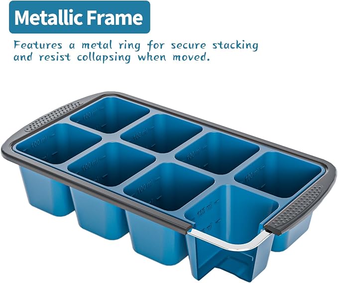 GORCI Ice Cube Tray For Freezer, 16 Large 1/2 Cub Cubes, Silicone Ice Trays For Freezer With Lid, Heavy-duty, Sturdy and Easy to Demold, Suitable for whisky, coffee, Herbs, Purees, 2-Pack