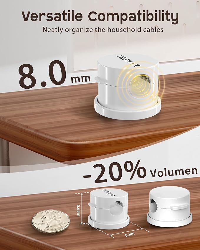 Magnetic Cable Clips 360° Rotation Cord Holder, 12 Pack Cord Organizer 1s Lock Cable Smooth Adjustable Desk Organizers and Accessories, Adhesive Cord Clips for Nightstand,Phone,Wall,Car,Home Office