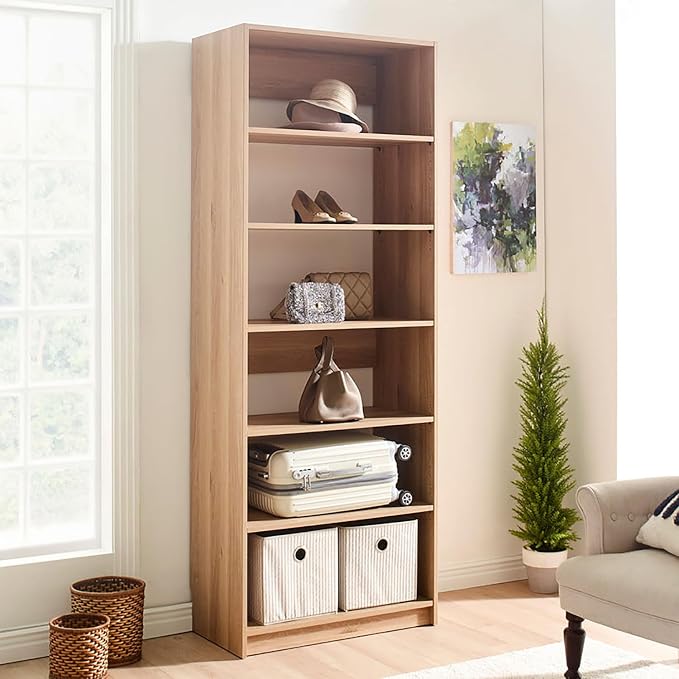 Prosper 32" Oak Wood Walk-in Closet with Five Shelves