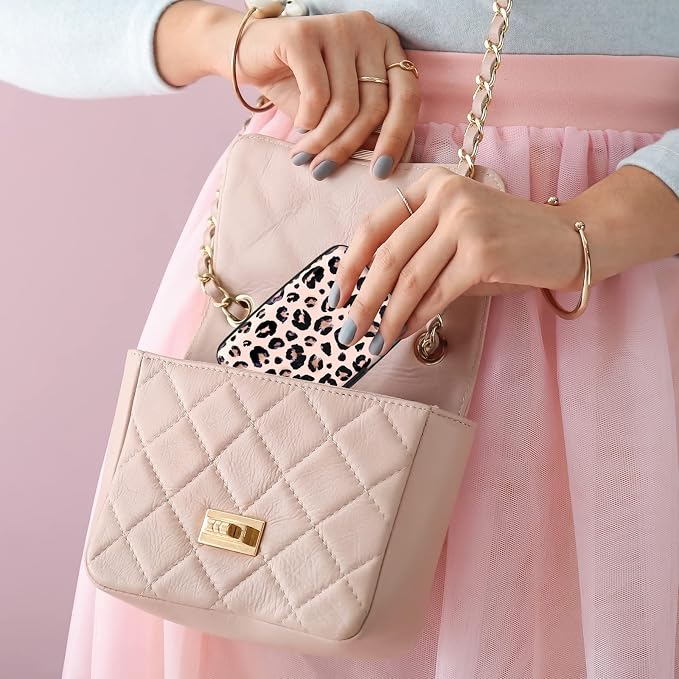 Credit Card Holder for Women, Mini RFID Metal Wallet Credit Cards Holder Cute Pocket Business Card ID Case, Pink Leopard