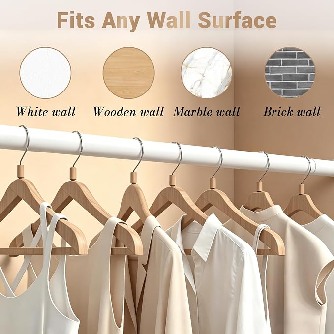 Closet Rod Adjustable 17-28”, Heavy Duty Hanging Clothes Rod, White | 1-1/4” Diameter, Stepless Metal Closet Bar, Wall-Mounted, For Hanging Clothes, Walk-In Closet, Wardrobes, Laundry Room, RV