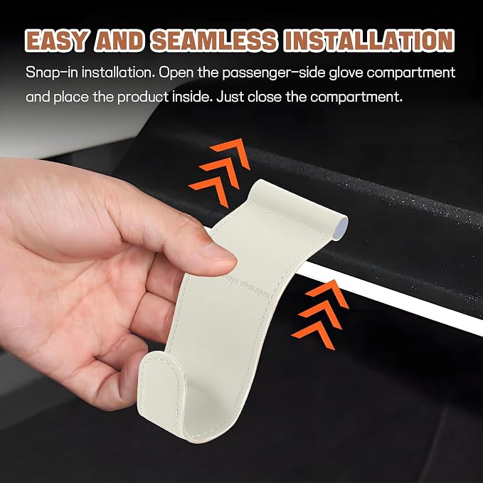 Hovom 2PCS Car Co-Pilot Glovebox Hooks, Anti-Scratch Auto Co-Pilot Glove Box Hanger Organizer, Vehicle Passenger Seat Hanging Storage Hook for Handbag Purse Umbrella, Car Accessories (Beige)