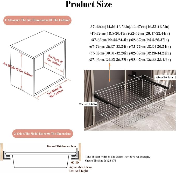 Pull-out Clothes Storage Basket,Stackable Storage Bins with Slide Rails,Stackable Shelf Baskets Organizer,for Wardrobe and Closet Drawer in Bedroom Office(32.28-34.25in)