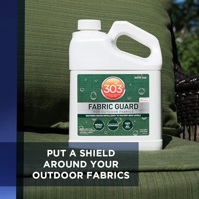 303 Products Fabric Guard – Water Repellent & Stain Shielding Fabric Spray, Safe for All Outdoor Upholstery, Easy to Use, Manufacturer Recommended, 1 Gallon, White