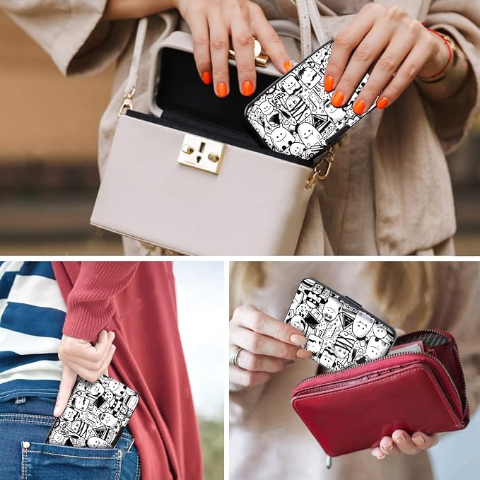 Coco Rossi Credit Card Holder RFID Aluminum Small Mini Wallet Women | Metal Wallet, Business Cards Holder, ID Case, Slim Sleeves, Womens Girls Gift, Carry Proof Wallets for Travel, Cartoons