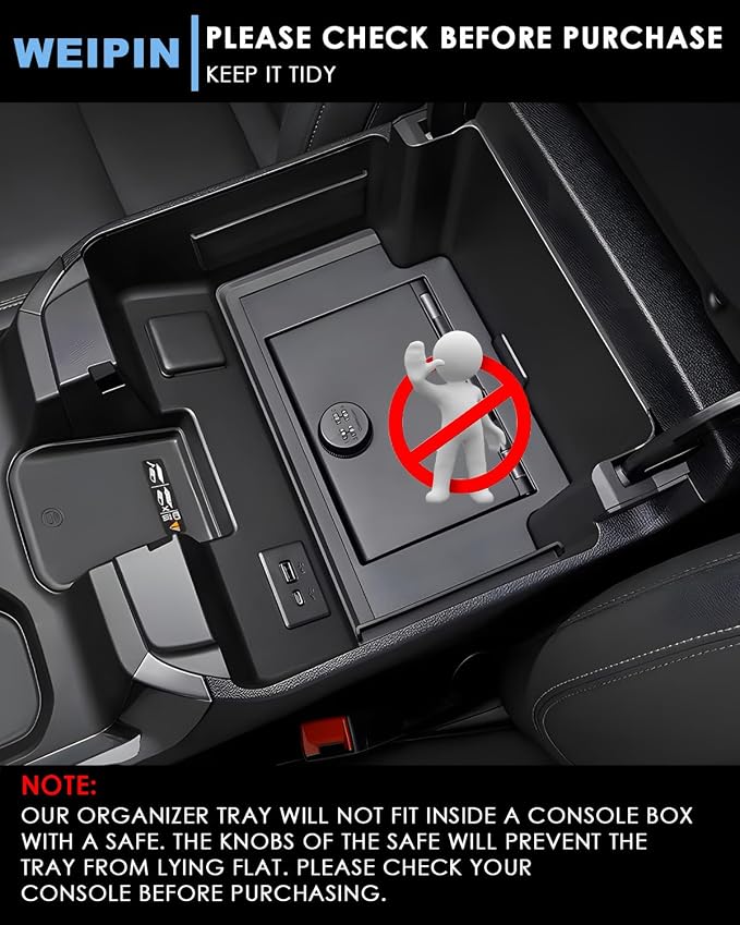 Silverado Sierra Center Console Organizer - Refreshed Models 2024-2026 Chevy Silverado/GMC Sierra 2500HD 3500HD - (Full Console w/Bucket Seats ONLY) - Black
