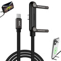 Invisible Holder Charger Cable, 240W PD Fast Charging Cable for Desk, USB-C to USB-C Cable 4.9 FT with 360° Adjustable Metal Stand, 2 in 1 Holder Charger for Gaming, Office, Home