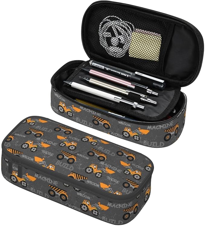 Truck Large Pencil Case for Girls Boys, Pencil Pouch Pen Bag Kids Teen | Big Capacity with Flip Top Zipper Stationery Organizer Storage Back to School Supplies for School Office College Student