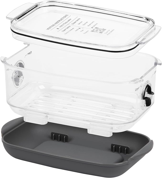 Progressive ProKeeper Stackable Produce ProKeeper Storage Container with Stay-Fresh Vent System (PKS-912 (1.2 qt Berry Keeper))
