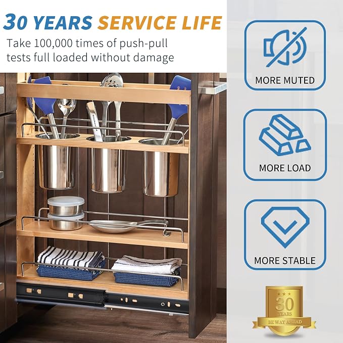 YENUO 3-Fold Full Extension Drawer Slides Ball Bearing 10–24 Inch 100 LB | Cabinet Drawer Glides Heavy Duty Smooth Rails Easy to Install Sizes 10–24 Inch Quiet for Kitchen Dresser Furniture Hardware