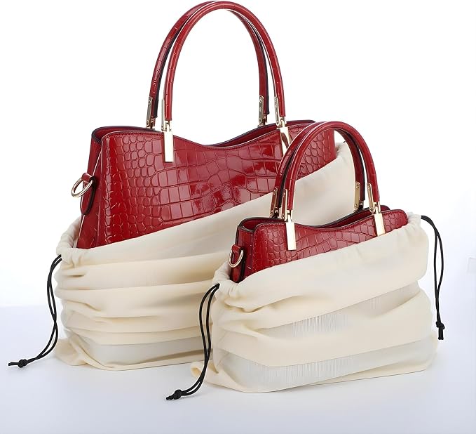 2 PCS Dust Bag for Shoes and Purses, Cloth Bag With Drawstring Handbag Dust Cover Bags Large Cotton Drawstring Storage Bags, Beige ShoeBag Multi Purpose Protective Pouches for Purses Shoes Boots