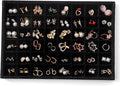 Large Jewelry Organizer for Drawer Insert Velvet Stackable Jewelry Trays for Earring Necklace Bracelet Ring Display (Black, 24 Grids)