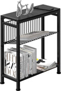 Side Table for Small Spaces, Narrow End Table with Adjustable V-Shaped Magazine Rack, 7.1"D x 17"W x 21.7"H, Black