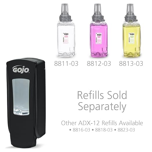 GOJO ADX-12 Push-Style Foam Hand Soap Dispenser, Black, for 1250 mL GOJO ADX-12 Foam Hand Soap Refills (Pack of 1) - 8886-06