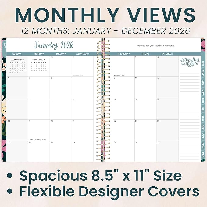 bloom daily planners 2026 Planner (January to December) - 8.5” x 11” Weekly & Monthly Dated Agenda Organizer Book with Stickers & Tabs - Flexible Soft Cover - Blooming Wildly