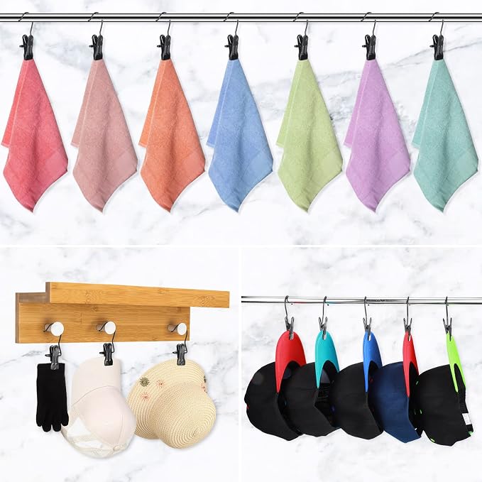100 Pieces Boot Hangers for Closet Laundry Hooks Hanging Clips Boot Hangers Holder Travel Home Space Saving for Clothes Hats Towels Single Organizer Clamps(Electrophoresis Black)