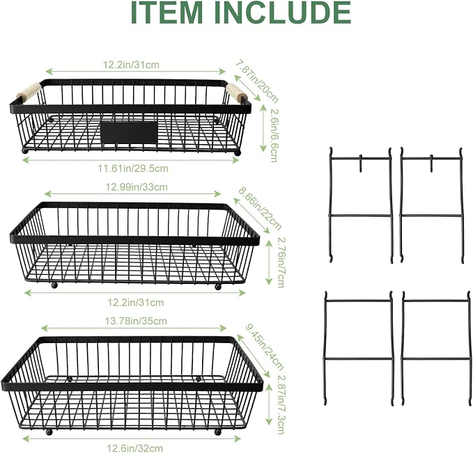3 Tier Fruit Basket with 2 Banana Hangers, Mesh Basket Fruits Stand Produce Holder Organizer for Onion Potato Bread Snack Veggie Black