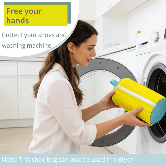 Shoe Washing Machine Bag Laundry Shoe Bag for Washer and Dryer Reusable 2pc Shoe Cleaning Bags for Sneakers 360 Deep Cleaning for All Shoes Types with Invisible Zipper