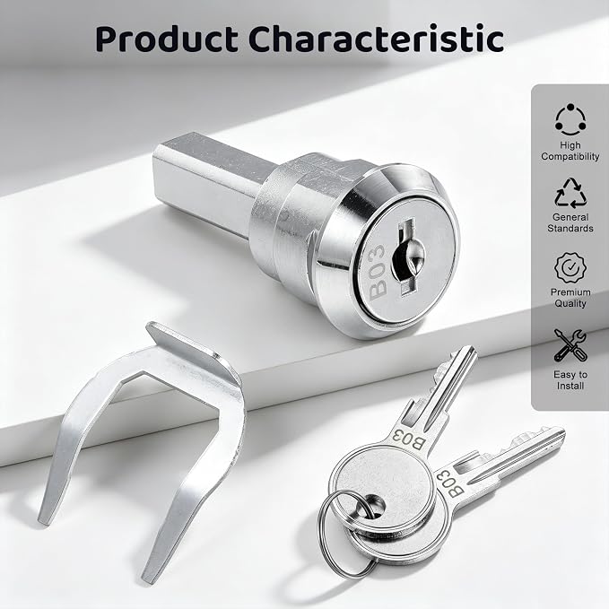 Stainless Steel Tool Box Lock with Keys, 180° Rotation Unlocking Toolbox Iron Cabinet Insert Linkage Drawer Lock Set (2 Pack)