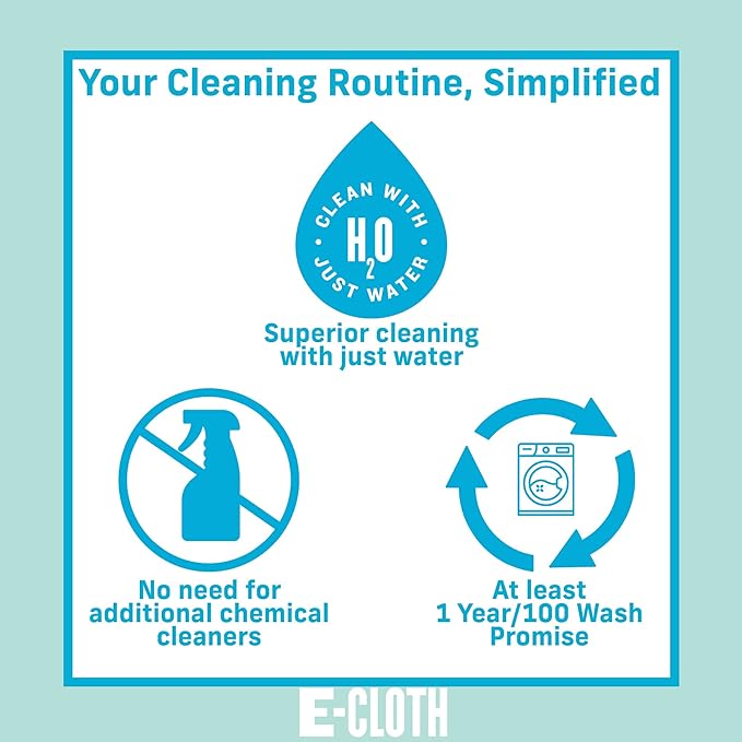 E-Cloth Kitchen Cleaning Kit, Premium Microfiber Cleaning Cloth with Scrubber, Ideal Cleaning Supplies for Kitchen Sinks and Dish Scrubber, 100 Wash Guarantee, 2 Cloth Set