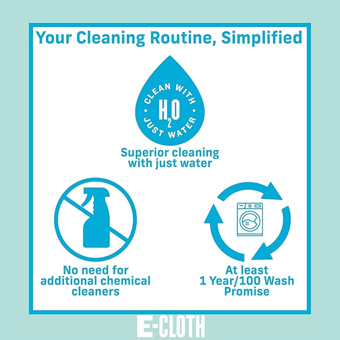 E-Cloth Kitchen Cleaning Kit, Premium Microfiber Cleaning Cloth with Scrubber, Ideal Cleaning Supplies for Kitchen Sinks and Dish Scrubber, 100 Wash Guarantee, 2 Cloth Set