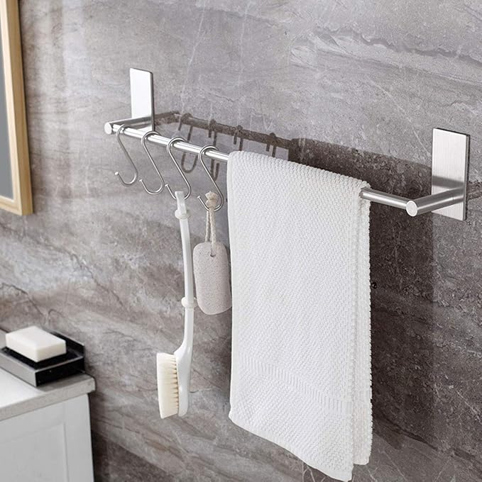 Bathroom Towel Bar Towel Holder,ULIFESTAR Strong 3M Self Adhesive Hand Towel Holder,Wall Mounted Stainless Steel Towel Rack for Bathroom,Kitchen Dish Cloths Hanger,Brushed Nickel (16'')