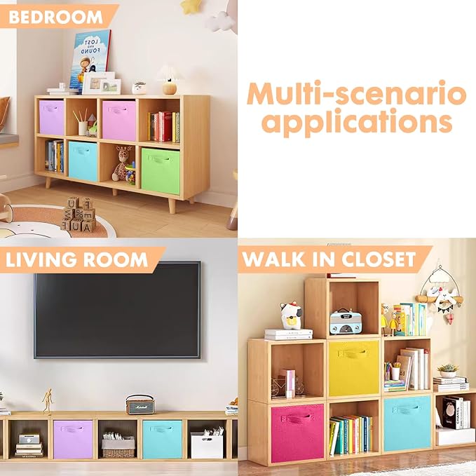 ShellKingdom Storage Bins, Foldable Fabric Storage Cube And Cloth Organizer | Storage Drawer For Closet And Toys, 13 X 13 X 13 INCH, 6 Pack (6 Colors)