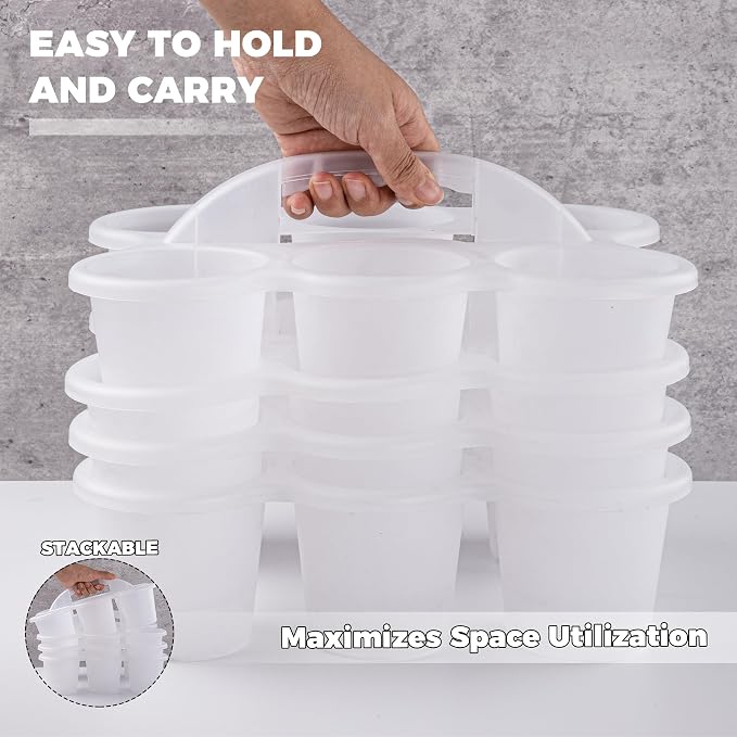 4 pack Classroom Caddy for School,Cup Caddy For Drink | Pencil Holder with 6 Cups, Plastic Art Supply Caddy Organizer With Handle