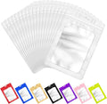 ANZNKU 100 PCS Resealable Mylar Bags with Frosted Clear Window Packaging Bags Foil Pouch Zipper Bag for Food Self Sealing Storage Supplies (4.13x5.91, White)
