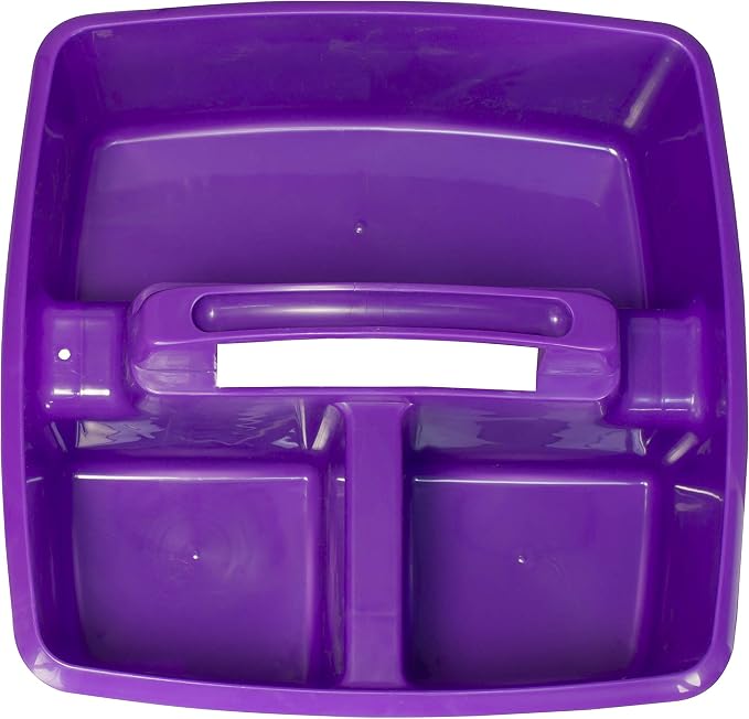 Storex 3-Compartment Small Craft Caddy – Multipurpose Classroom Organizer with Handle, Purple, 6-Pack (00944C06C)