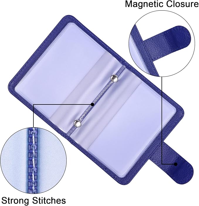 Wisdompro Slim PU Leather Credit Card Holder, Vertical Blue | RFID Blocking Wallet Debit Card Protector, Organizer Case, Card Case, 20 Card & 7 Memory Card Slots, with Magnetic Closure