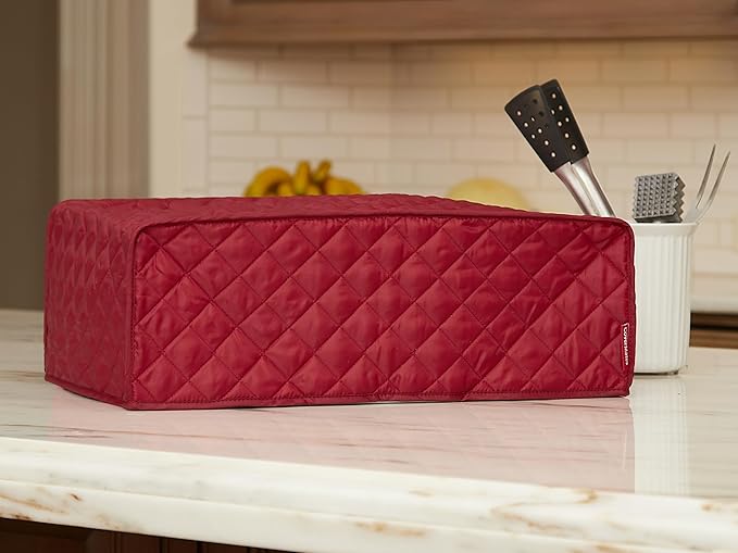 Covermates Keepsakes Rectangular Appliance Cover – Quilted Kitchen Appliance Cover for Countertop Storage – Dust Protection – Stain Resistant – Washable – Slip-On Appliance Design, Red